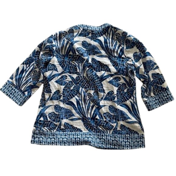 Tommy Bahama Mosaic Palm Tunic Top Linen Island Blue Size L - Picture 4 of 11